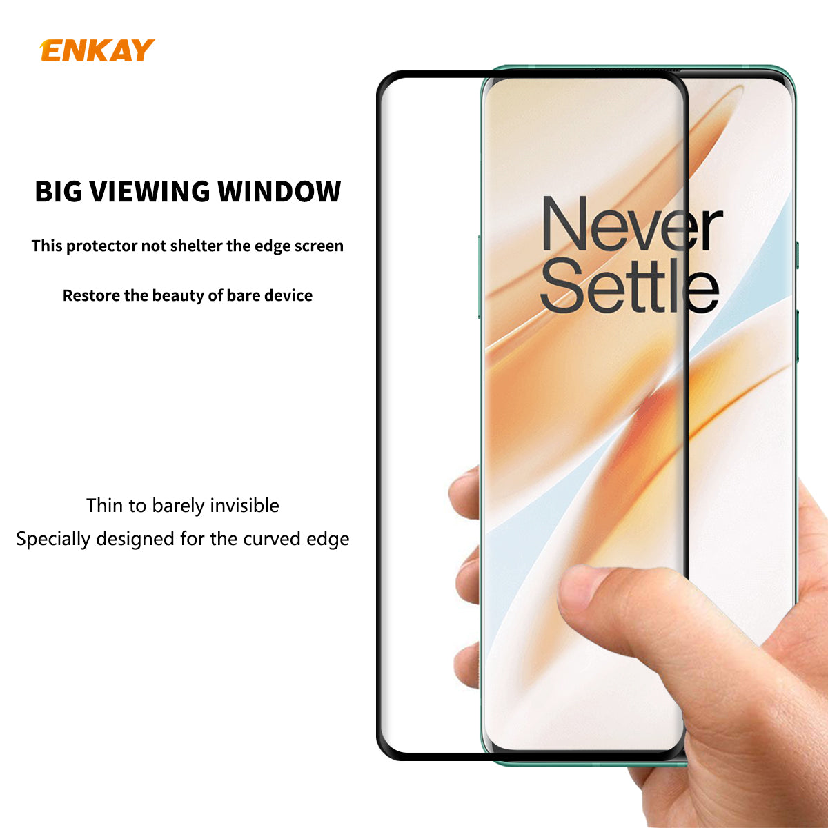ENKAY 0,26 mm 9H 3D zakřivené tvrzené sklo s celoobrazovkovou krycí fólií pro OnePlus 8 Pro ENKAY 0,26 mm 9H 3D zakřivené tvrzené sklo s celoobrazovkovou krycí fólií pro OnePlus 8 Pro